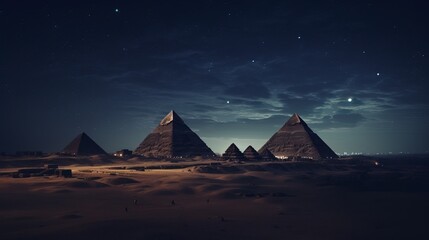 Giza Pyramids at Night in Egypt