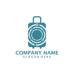 Tech Suitcase logo design vector. Suitcase logo design template concept