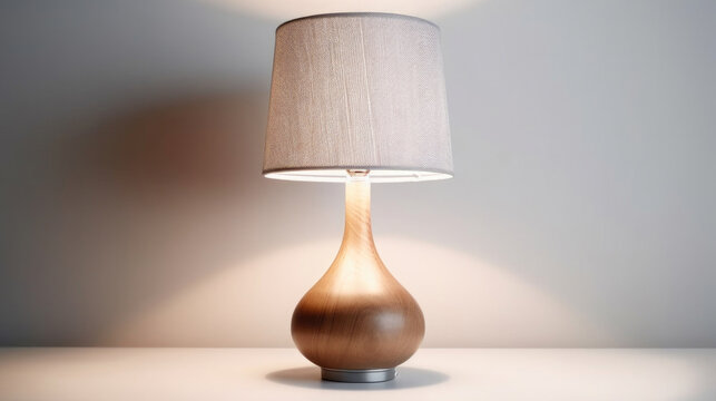 Bedside table lamp in modern contemporary style isolated on white background. Idea for interior design. Generative Ai