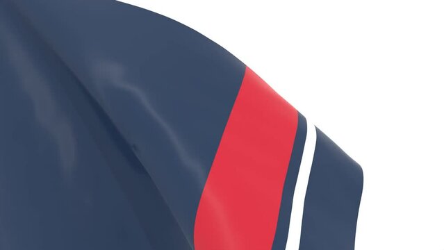 Waved flag textured by New England Revolution american soccer team uniform colors. 3D render