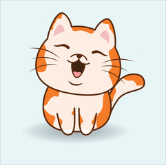 kawaii cat vector design suitable for t-shirt, logo, mug, sticker, etc.  Eps 10
