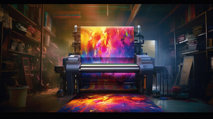 A big digital inkjet printing machine - obrazy, fototapety, plakaty
