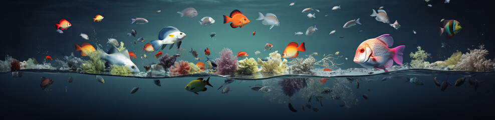 Fototapeta na wymiar Underwater fictional scene background