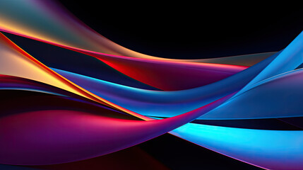 Colorful light trails with motion effect. Illustration of high speed light effect on black background (generative AI) 