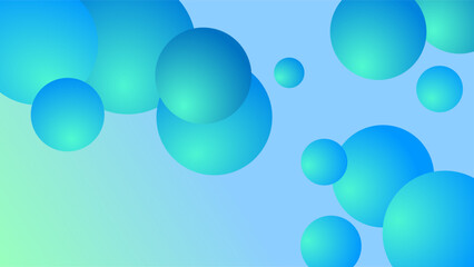 Light effect blue green with bubble spheres background.