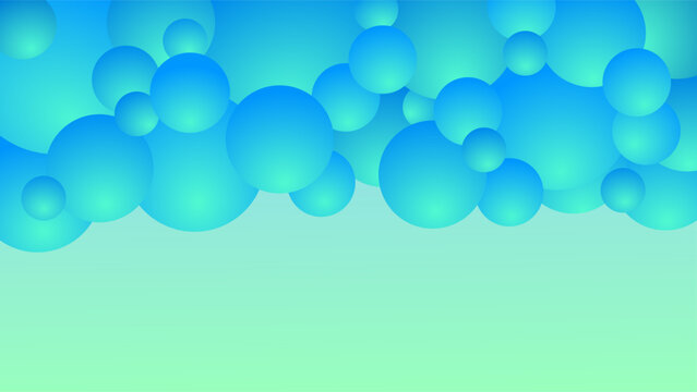 Mass Of Blue Green Bubble Spheres Over Light Effect Gradient Background