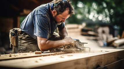 Carpenter building a new house