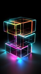 Black background wallpaper for phone with colorful 3D neon cubes