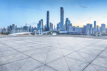Downtown city skyline and square in Guangzhou, China