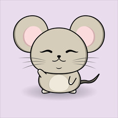kawaii mouse vector design suitable for t-shirt, logo, mug, sticker, etc.  Eps 10