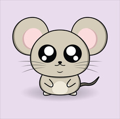 kawaii mouse vector design suitable for t-shirt, logo, mug, sticker, etc.  Eps 10