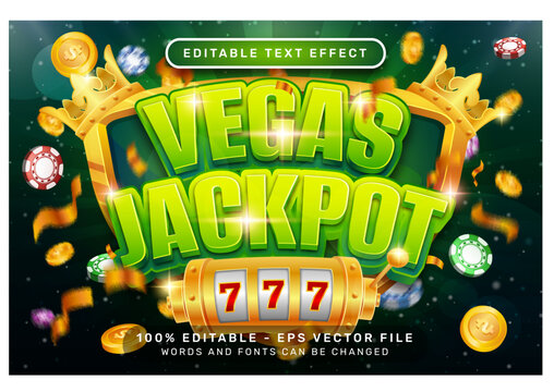 Editable text effect - vegas jackpot casino 3d style concept