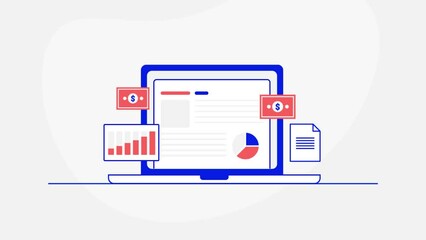 Website making money, Affiliate marketing, Online partner program, Making money online from affiliate program. Animation video clip.