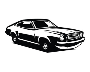 Obraz premium vintage car dodge super bee 1969. silhouette design vector illustration. isolated white background view from side. best for logo, badge, emblem, icon, old car industry