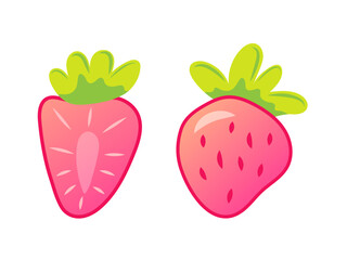 Delicious strawberry on white background. Vector illustration.