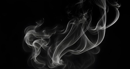 Gray Smoke Flowing Up on a Black Background. Smoke Background.