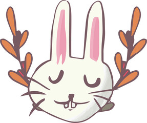 Fototapeta premium Digital png illustration of happy rabbit with plants on transparent background