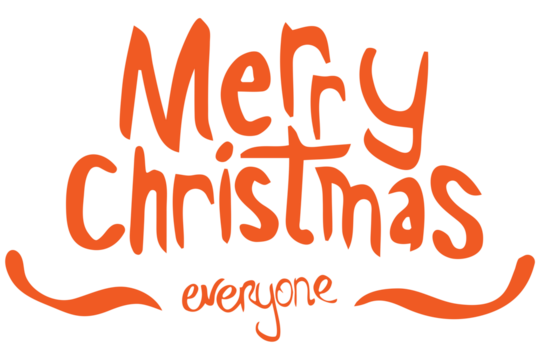 Digital png illustration of merry christmas everyone text on transparent background