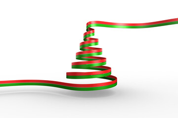 Digital png illustration of green and red spiral ribbon on transparent background