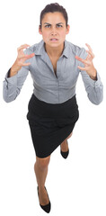 Digital png photo of angry caucasian businesswoman on transparent background