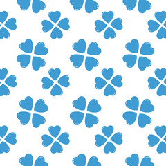 Obraz premium Digital png illustration of blue heart flowers repeated on transparent background