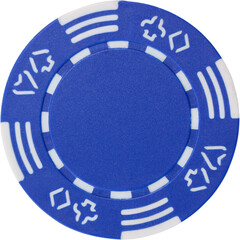 Digital png illustration of blue and white gambling chip on transparent background