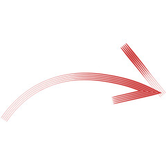Digital png illustration of arcing red stripe arrow on transparent background