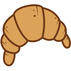 Digital png illustration of brown croissant on transparent background