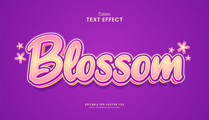 decorative colorful blossom gradient pastel editable text effect vector design