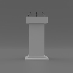 Blank podium speech stand 3d template illustration.
