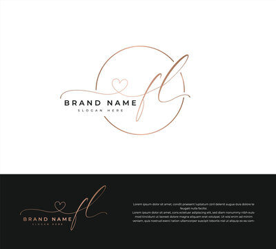Initial FL beauty monogram and elegant logo design, handwriting logo, initial signature