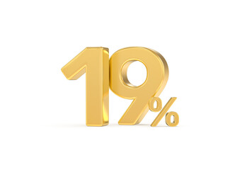 Number percent gold 3d
