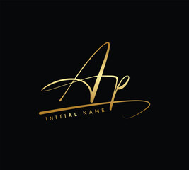 AP luxury Initial letter handwriting and signature logo