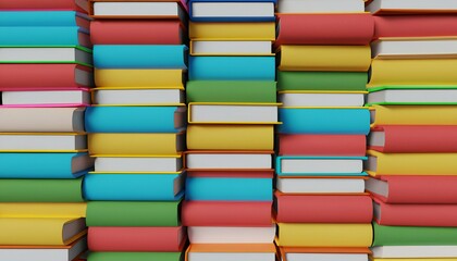 stack of colorful books on a shelf