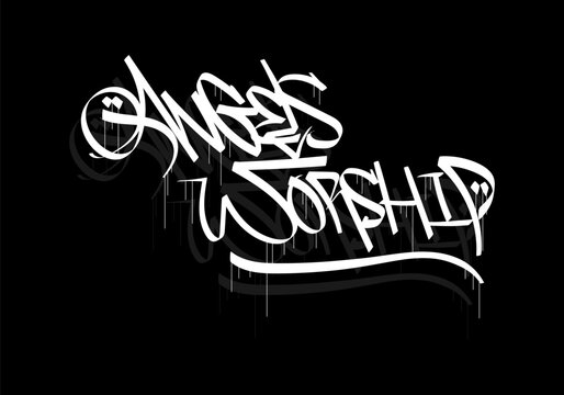 ANGELS WORSHIP word graffiti tag