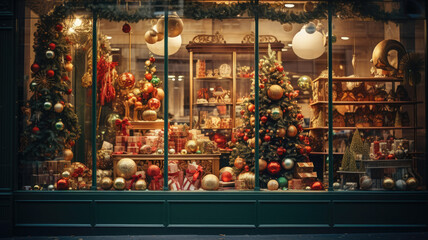 Holiday Showcase: Window Decorations for Christmas - obrazy, fototapety, plakaty