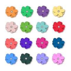 Vector multi color flowers for hair clip accessories vector isolated on white background