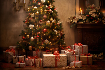 christmas tree and gifts