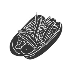 Hot Dog Icon Silhouette Illustration. American Food Vector Graphic Pictogram Symbol Clip Art. Doodle Sketch Black Sign.