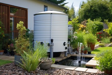 A rainwater harvesting system with a water tank and filtration unit