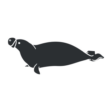 Hooded Seal Icon Silhouette Illustration. Marine Animals Vector Graphic Pictogram Symbol Clip Art. Doodle Sketch Black Sign.