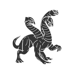 Hydra Icon Silhouette Illustration. Magic Creatures Vector Graphic Pictogram Symbol Clip Art. Doodle Sketch Black Sign.