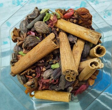 Rich Indian spices and herbs mixed, dried and ready to use in food for flavoring and aroma