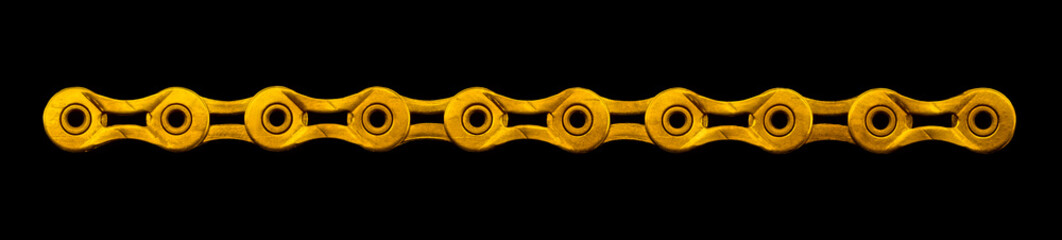 bicycle golden chain on black background