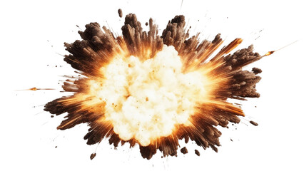 Realistic fiery explosion busting over a white background. explosion. Explosion of cloudy dust. 3d illustration