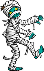 Cartoon scary halloween mummy walking