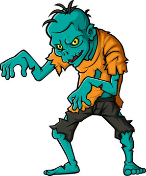 Cartoon zombie isolated on white background