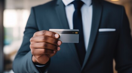 Businessman show credit card E-commerce business online. Shopping online by credit card