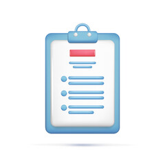 Set of realistic 3d clipboard, personal document. Glossy 3d contract management, file in database, job application, marketing, analytics, checklist. Vector illustration isolated on white background