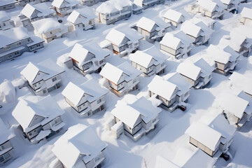 housing in winter, housing covered with snow